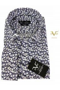 VERSACE 19V69 ABBIGLIAMENTO SPORTIVO SRL ΠΟΥΚΑΜΙΣΟ  SLIM FIT 11.27 VERONA ΜΠΛΕ-ΤΑΜΠΑ-ΛΕΥΚΟ-ΚΙΤΡΙΝΟ ΣΧΕΔΙΟ